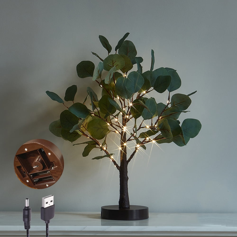 Hairui Lighted Eucalyptus Bonsai Tree 50 Fairy Lights with Timer Battery  Operated or USB Plug in for Home Decor - Walmart.com