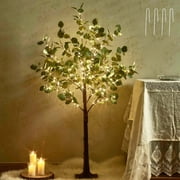 Hairui Lighted Eucalyptus Tree Plug in 4FT 160 LED Artificial Greenery Tree with Lights for Wedding Christmas Home Party Decoration