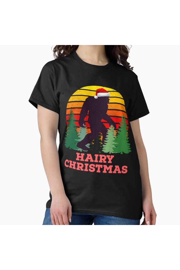 Hairy Christmas Bigfoot Funny Winter Creature Holiday Humor Unisex T-Shirt, up to size 5XL