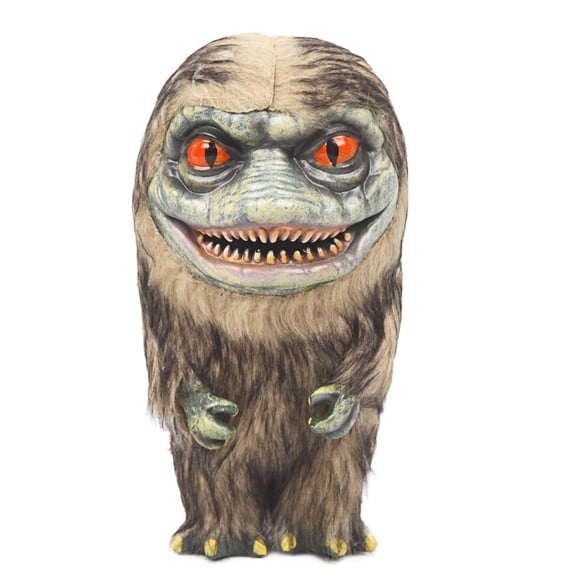 Hairy Monster Green Face Plush Toy - Furry Brown Creature Collectible with Realistic Teeth and Claws