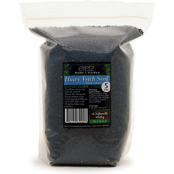 Hairy Vetch Legume Seed by Eretz - CHOOSE SIZE! Willamette Valley, Oregon Grown, Non-GMO, No Fillers, No Coatings, No Weed Seeds 5lb