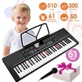 thumbnail image 1 of Hairycotar Upgraded 61-Key Piano Keyboard Set with Sheet Music Stand, Microphone, Auto Accompaniment, Metronome, Beginner Gift, Black, 1 of 9