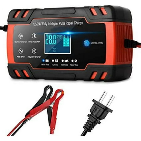 Haisito 12V/8A 24V/4A Automatic Smart Automotive Battery Charger with LCD Display