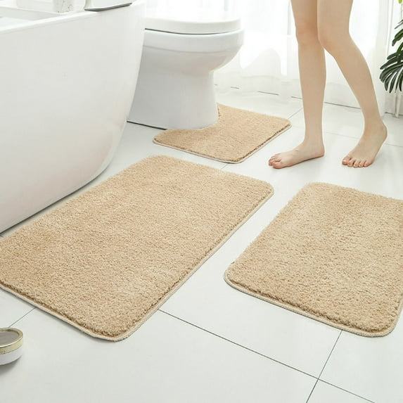 Haitang Grocery U-shaped+rectangular Floor Mat 2/3 Piece Set, Absorbent, Non Slip, Soft and Durable, Suitable for Multiple Scenarios, Including Bathroom Toilet Area and Shower Area