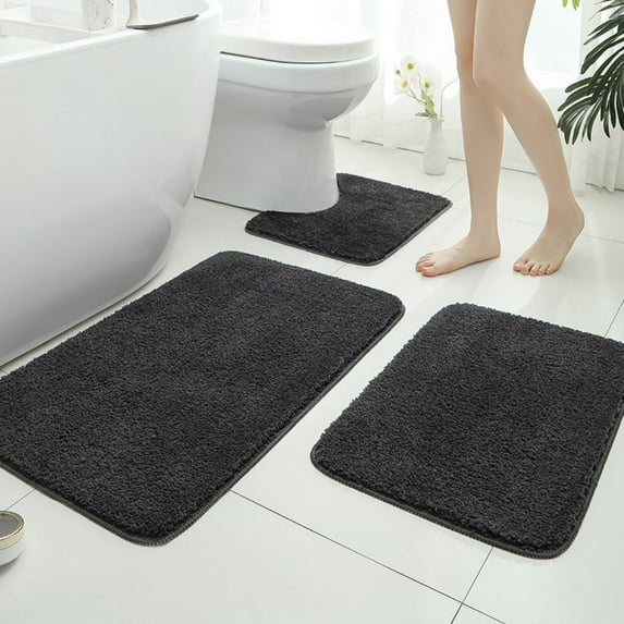 Haitang Grocery U-shaped+rectangular Floor Mat 2/3 Piece Set, Absorbent, Non Slip, Soft and Durable, Suitable for Multiple Scenarios, Including Bathroom Toilet Area and Shower Area