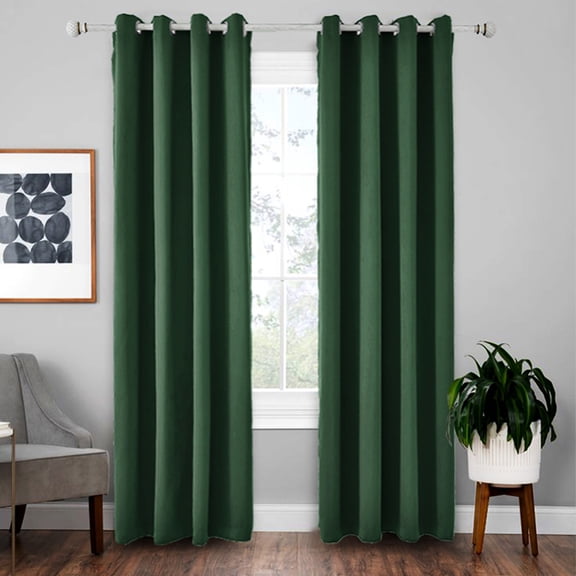 Haite Bedroom Blackout Window Curtain Grommet Room Darkening Curtain Thermal Insulated Window Treatments Plain Solid Color Window Drapes Dark Green W:52"xL:63"