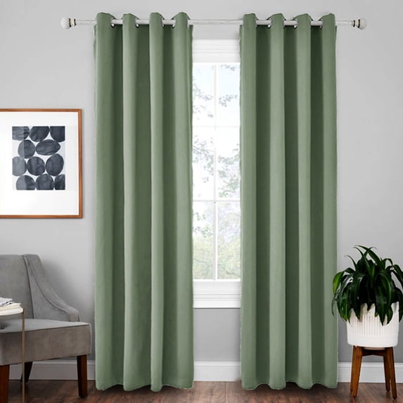 Haite Bedroom Blackout Window Curtain Grommet Room Darkening Curtain Thermal Insulated Window Treatments Plain Solid Color Window Drapes Grass Green W:42"xL:84"