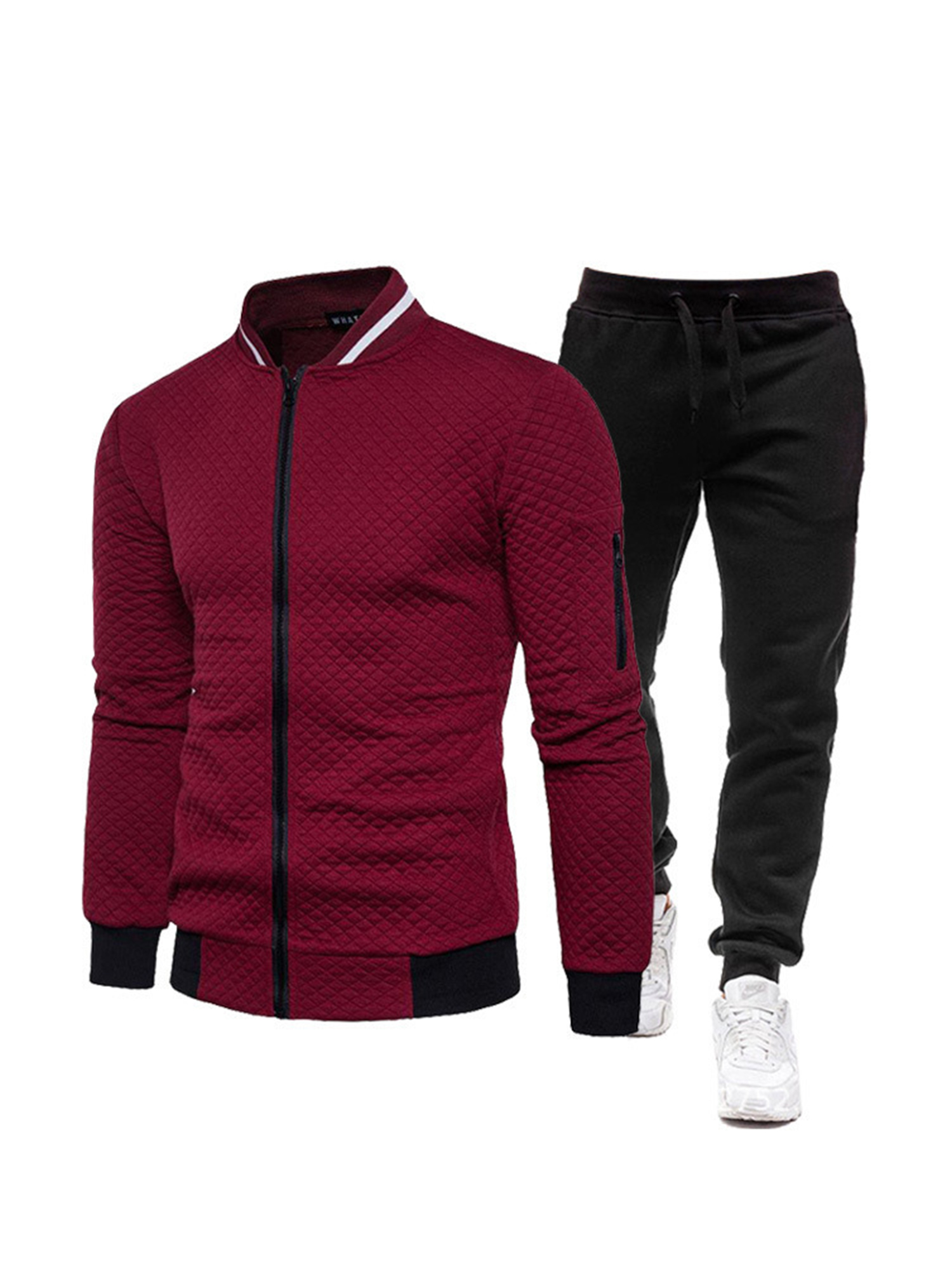 Haite Men Jogger Sets Colorblock Sweatsuit 2 Pieces Sweatshirts+Pant
