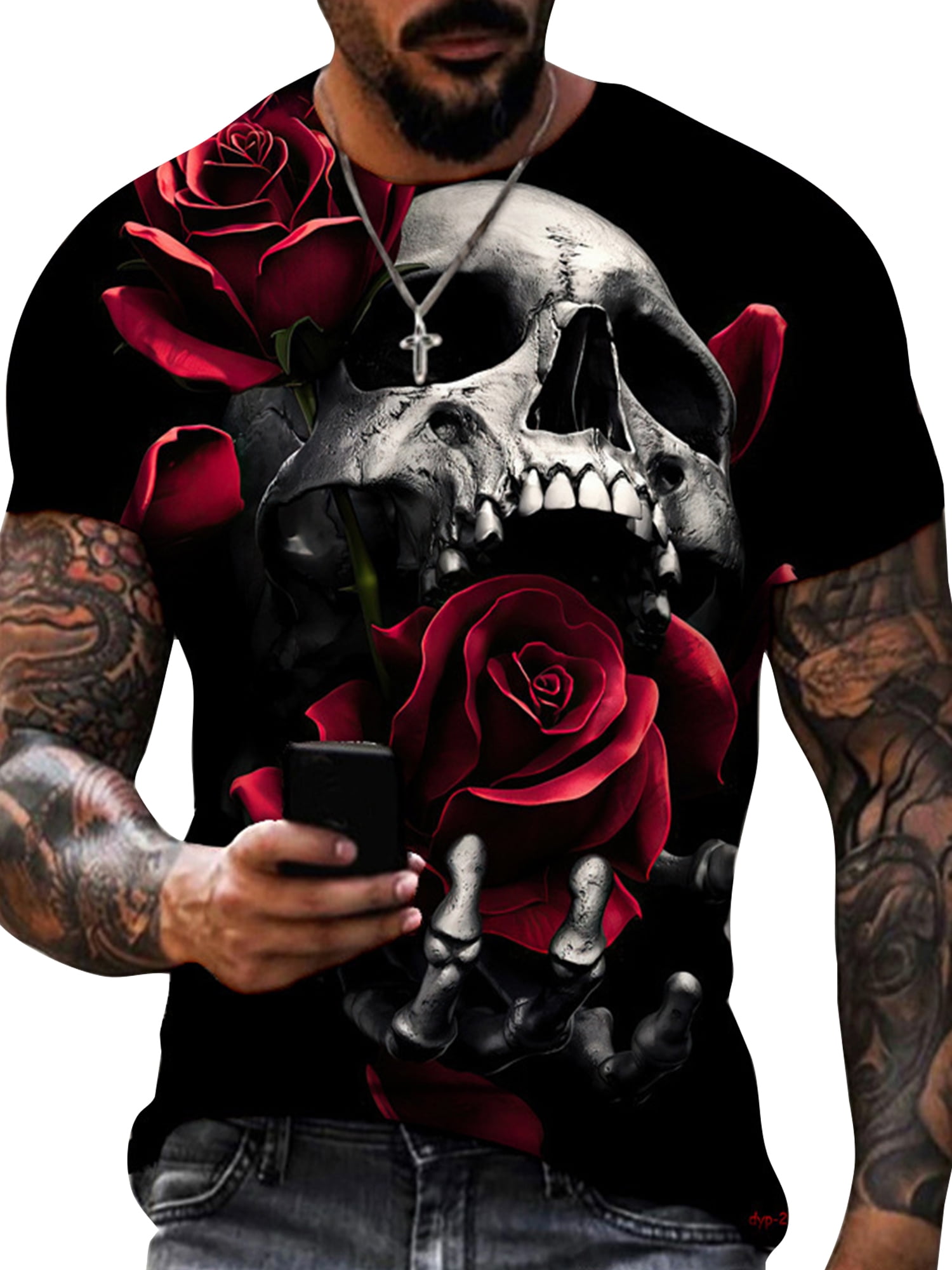 hoksml Sparkly Tops,Men Casual Round Neck Flower 3D Digital Printing  Pullover Fitness Sports Shorts Sleeves T Shirt Blouse Basics Mens T-shirts  
