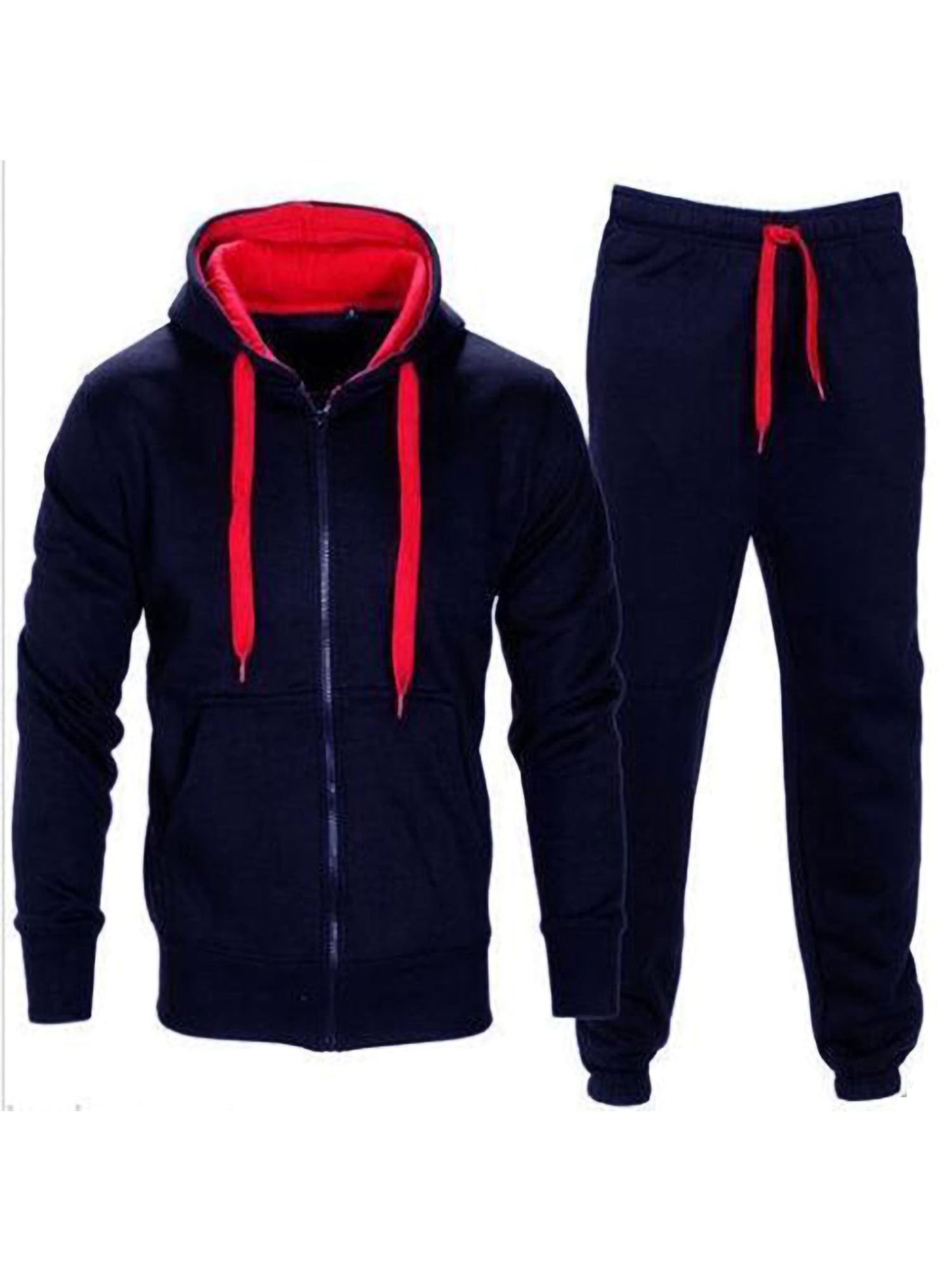 Haite Men Sweatsuit Color Block Hoodies Zip Up Tracksuit Set Mens
