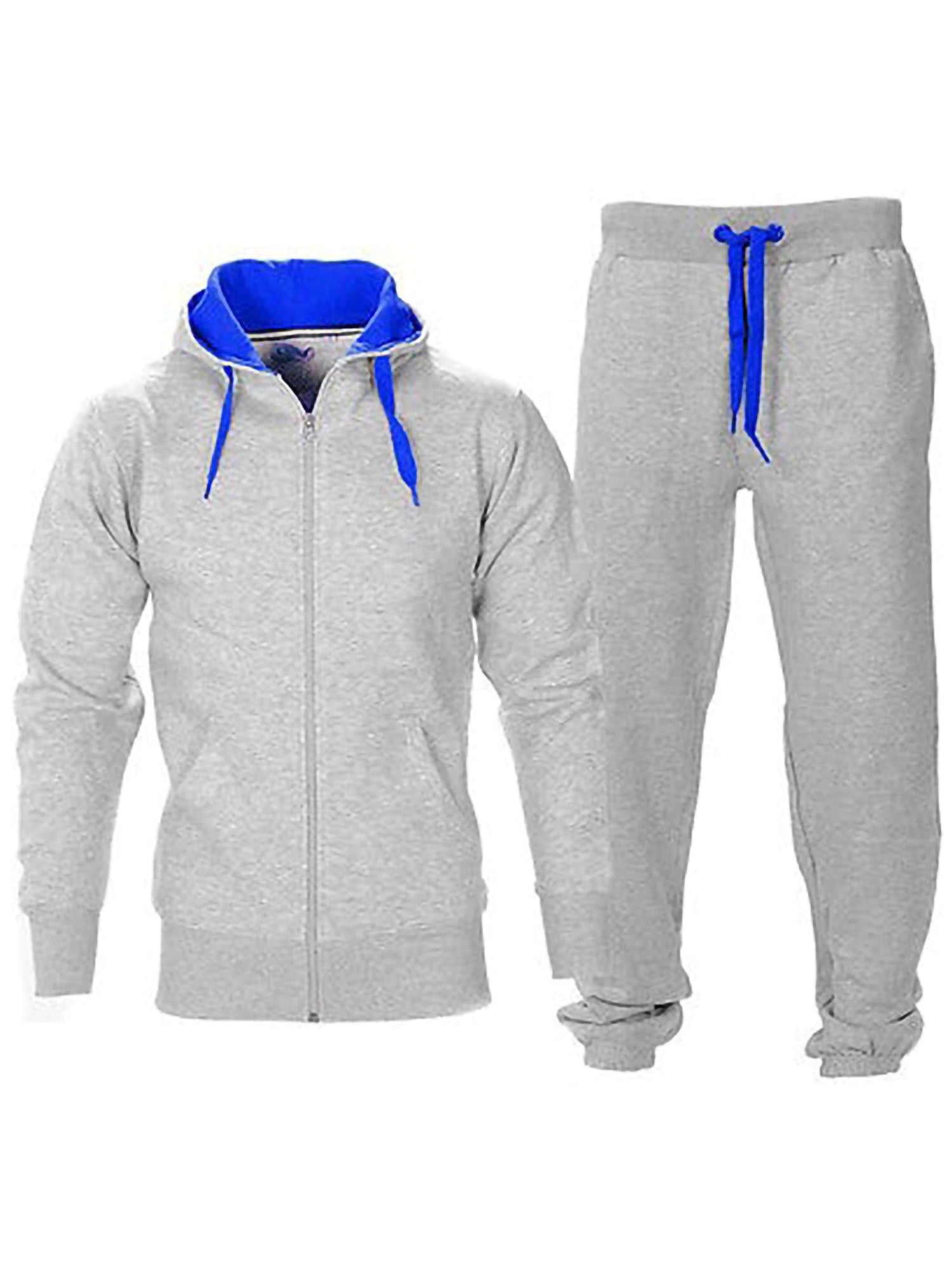 Haite Men Sweatsuit Color Block Hoodies Zip Up Tracksuit Set Mens