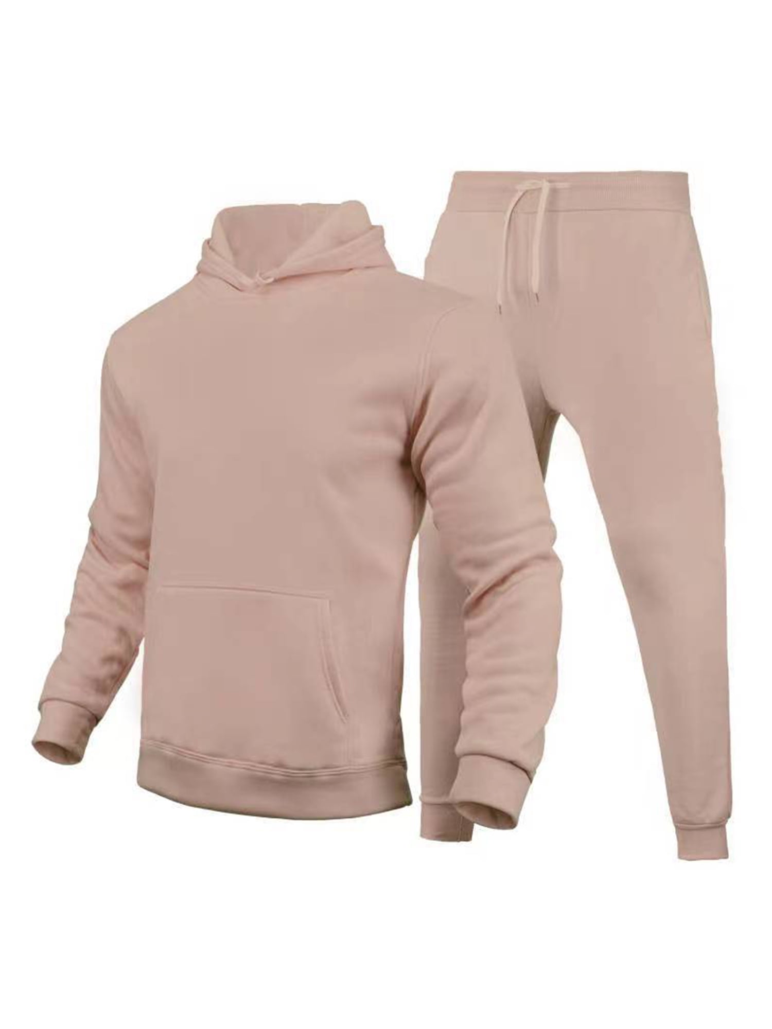 Men's Solid Color Hoodie Tracksuit 2-Piece Set