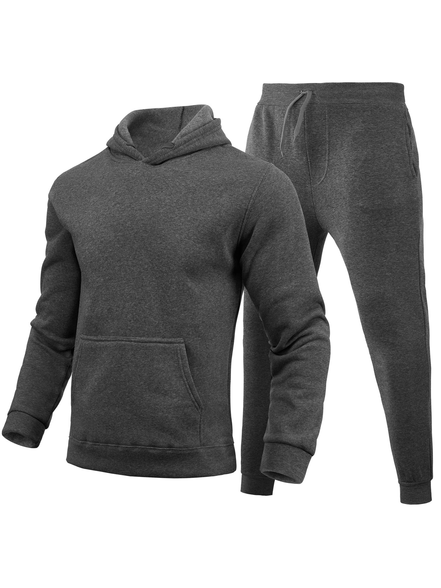 Haite Men Tracksuit Set Solid Color 2 Piece Jogging Suits Hooded Sweatsuit Mens Hoodies And
