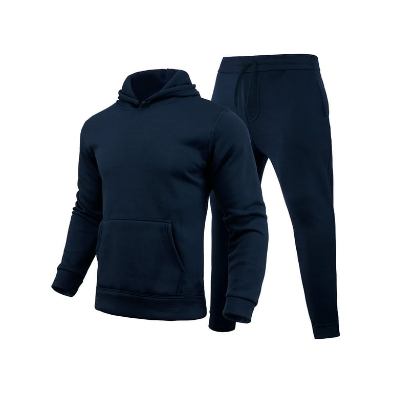 Haite Men Tracksuit Set Solid Color Piece Jogging Suits Hooded