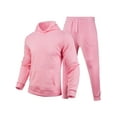 thumbnail image 1 of Haite Men Tracksuit Set Solid Color 2 Piece Jogging Suits Hooded Sweatsuit Mens Hoodies And Sweatpants Long Sleeve Jogger Sets Pink L, 1 of 2