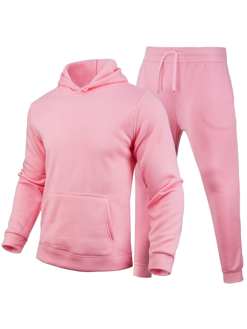 Haite Men Tracksuit Set Solid Color Piece Jogging Suits Hooded