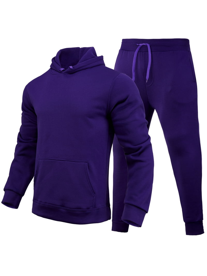 Haite Men Tracksuit Set Solid Color Piece Jogging Suits Hooded