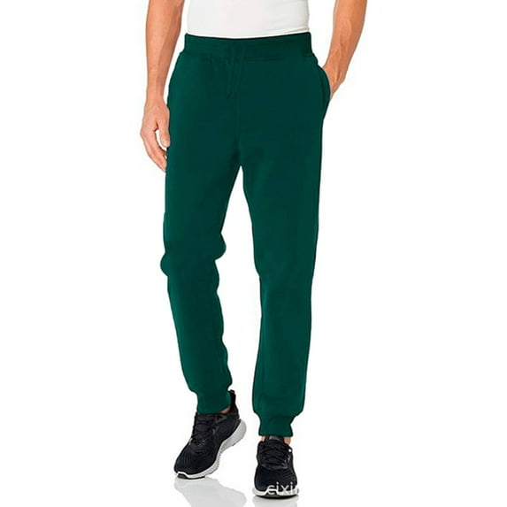 Haite Teen Boys Mid Waist Drawstring Sports Trousers Solid Color Jogger Pants Daily Workout Sweatpants With Pockets Green 2XL