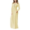 thumbnail image 1 of Haite Women Crew Neck Elastic Waist Maxi Dresses Plain Pleated Dress Party Long Sleeve Solid Color Apricot 2XL, 1 of 2