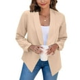 thumbnail image 1 of Haite Women Cropped Blazers Suit Coat Open Front Suit Jacket Casual Lapel Blazer Plain Long Sleeve Outwear Plus Size S-5XL Beige 2XL, 1 of 4
