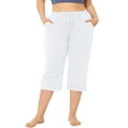 thumbnail image 1 of Haite Women Drawstring High Waist Palazzo Pant Plain Capri Bottoms Sport Solid Color Straight Leg Trousers White 2XL, 1 of 5