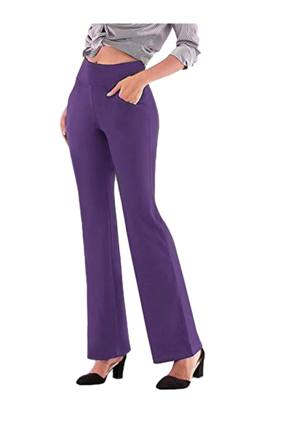 Women Dress Lounge Pants Business Elastic Waist Casual Stretch Work Trousers Slacks with 4 Pockets