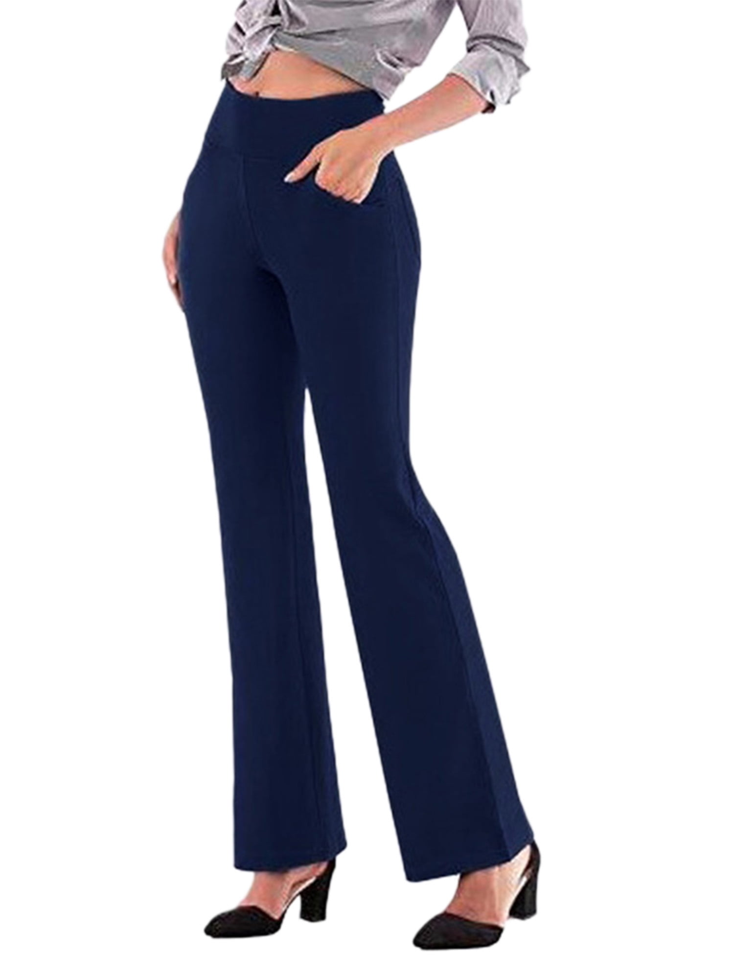 Haite Women Dress Lounge Pants Business Elastic Waist Casual Stretch Work Trousers  Slacks with 4 Pockets 