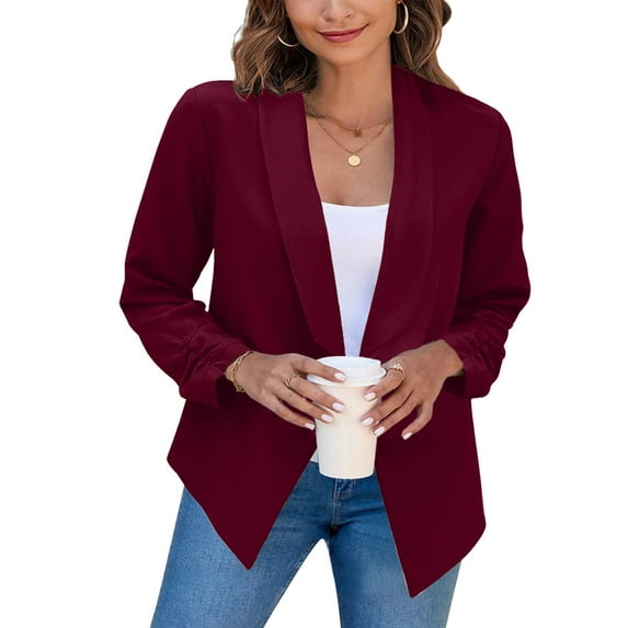 Haite Women Long Sleeve Plain Coat Daily Wear Shawl Neck Business Jackets Formal Solid Color Blazers