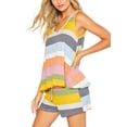 thumbnail image 1 of Haite Women Sleep Striped Pjs Loose Vest Home Clothes Beach V Neck Elastic Waist Bathing Suit, 1 of 8