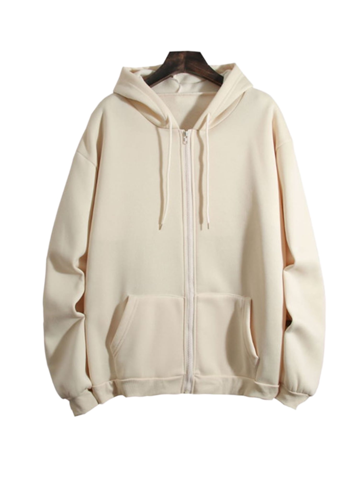 Haite Women Solid Color Long Sleeve Sweatshirts Plain Drawstring