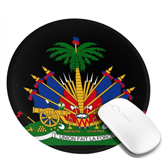 Haiti Coat Of Arms Round MousePad Washable Non-Slip Rubber Base Small Mouse Mat, 7.9×7.9 inches