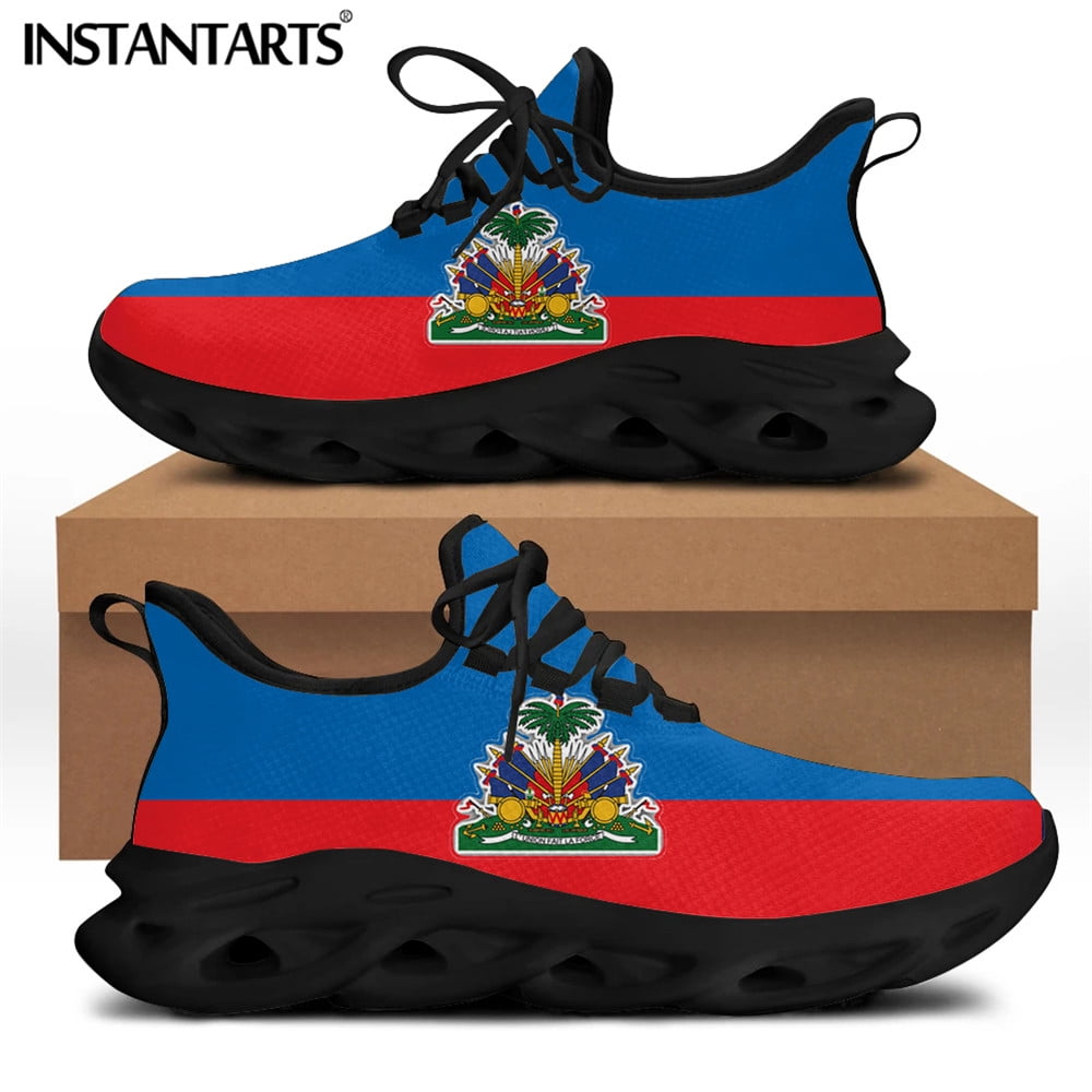 Haiti Flag Fashion Men Sneakers Flats Shoes Laceup Comfortable Light