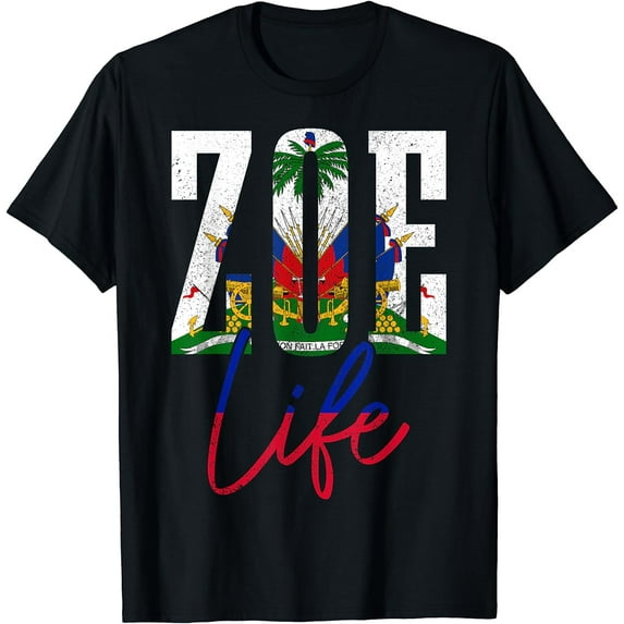 Haiti Flag Zoe Haitian Life Pride Vintage Haiti T-Shirt