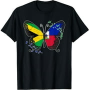 Haiti Haitian America Jamaica Caribbean Combo Butterfly DNA T-Shirt