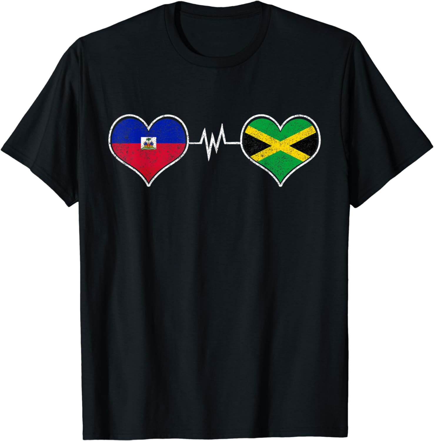 Haiti Haitian America Jamaica Caribbean Combo Heart Love T-Shirt ...