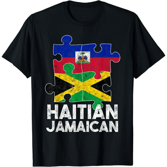 Haiti Haitian America Jamaica Caribbean Combo Mixed Puzzle T-Shirt