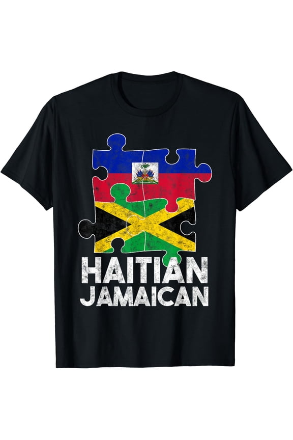 Haiti Haitian America Jamaica Caribbean Combo Mixed Puzzle T-Shirt