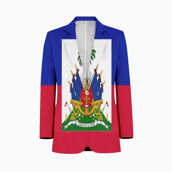 Haiti Haitian Flag Coat of Arms Red Men's Suit Blazer Casual Party Wear Slim Fit Suit Jacket Fashionable Luxury British Style Men Suit Coat