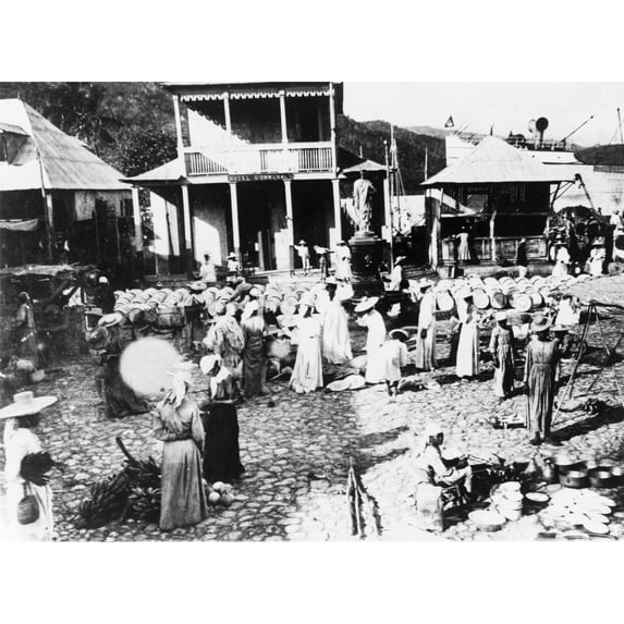Haiti Miragoane. Nworkers Unloading Flour From Ships And Selling Goods In Miragoane Haiti. Photograph C1909-1932.