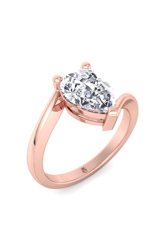 Haiti - Moissanite Pear Shape Lab Diamond Solitaire Engagement Ring