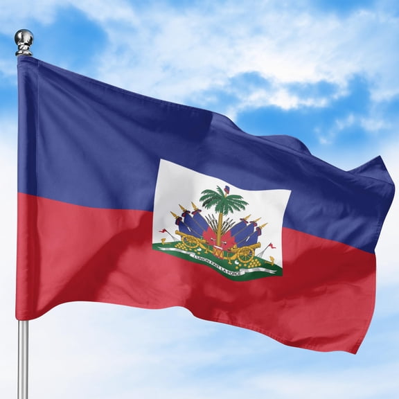 Haiti Outdoor Flag (2x3ft) by DreamController - Durable, Fade-Resistant Polyester, Double-Stitched, Brass Grommets - HD Printed Caribbean Flag - Made in USA