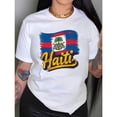 thumbnail image 1 of Haiti Pattern Women's T-Shirt Colorful Caribbean Graphic Tees Breathable Cotton Short Sleeve Tops Casual Outfit White,2XL, 1 of 4