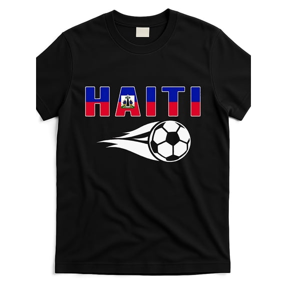 Haiti Soccer National Flag Pride Men's Women's Unisex Graphic T-Shirt Retro Athletic Football Fan Apparel Black