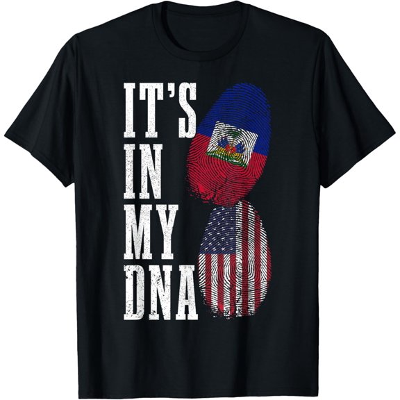 Haiti USA It's In My DNA American Flag Pride Haitian Roots T-Shirt