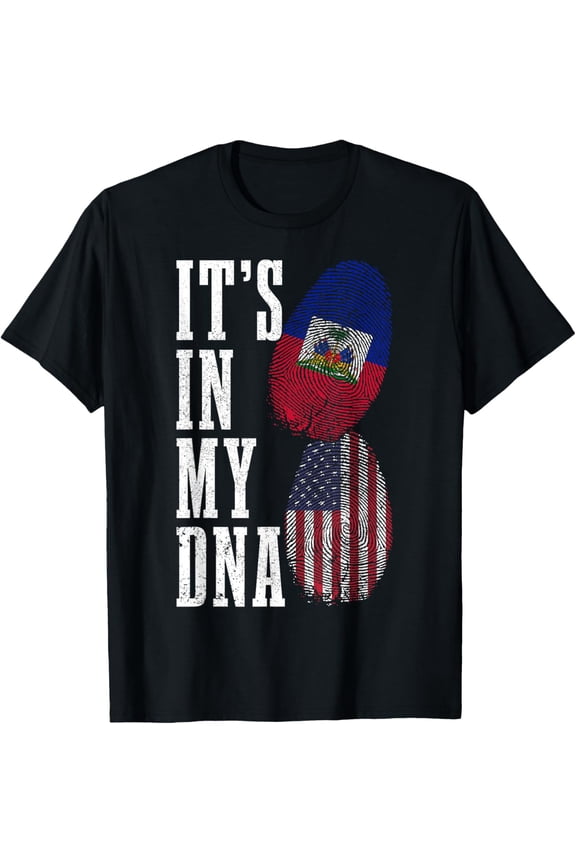 It's In My DNA American Flag Pride Haitian Roots T-Shirt