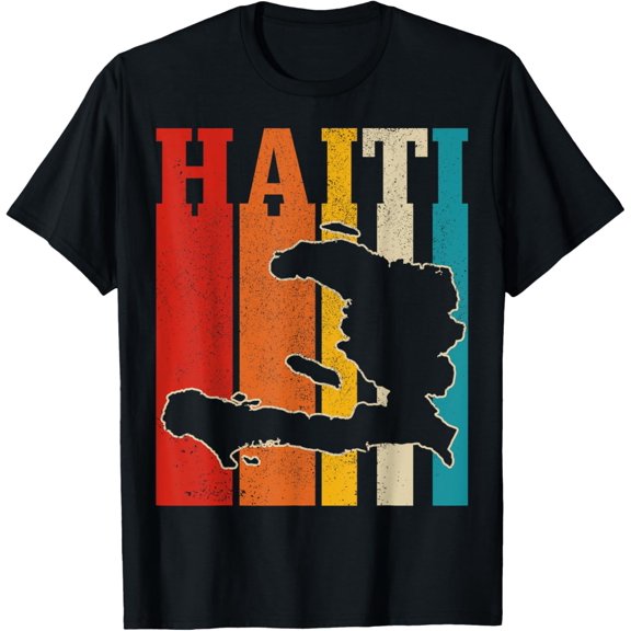 Haiti Vintage Haitian Pride Island Map Vintage Haiti T-Shirt