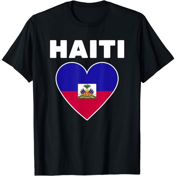 Haitian Flag Day Cool Haiti Flag Heart Pride Women Kids Men T-Shirt