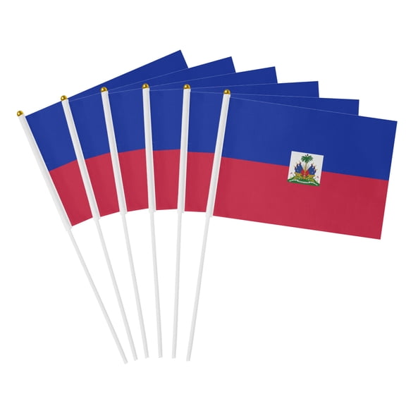 Haitian Handheld Flag 5.5x8.2 Inch - 6 Pack, Mini Haiti Stick Flags for Parades, Sports Events, and Decorations