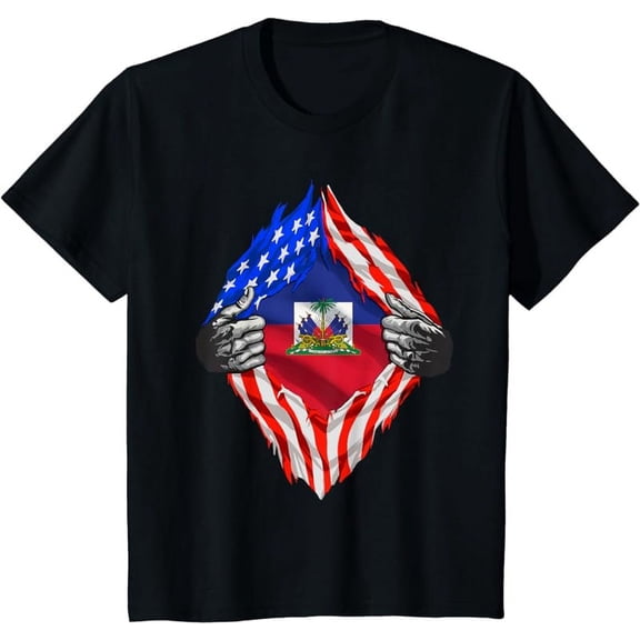 Haitian Shirt American Flag Day Shirt Haiti Roots T-Shirt