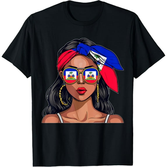 Haitian Souvenirs Products Woman Flag Uniform Haiti T-Shirt